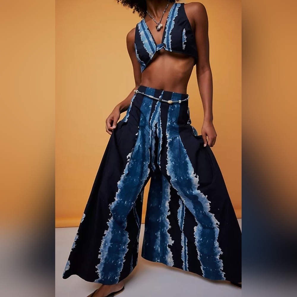 Free People X House Aama Indigo Nights Wide Leg Pants